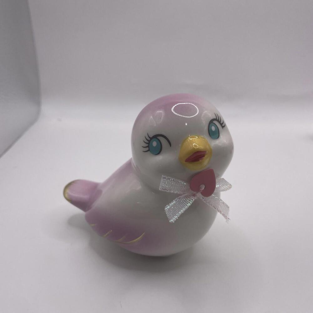 Retro Valentine's Day Heart Light Purple Ceramic Bird Figurine Target Spritz